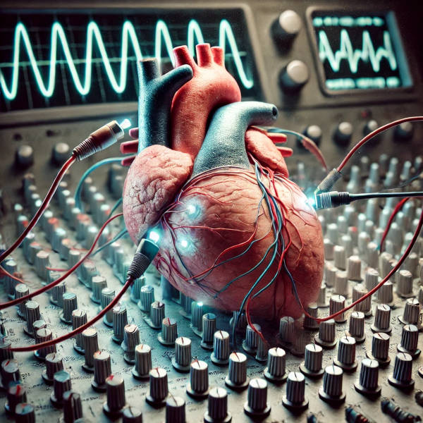 a heart with a lot of wires